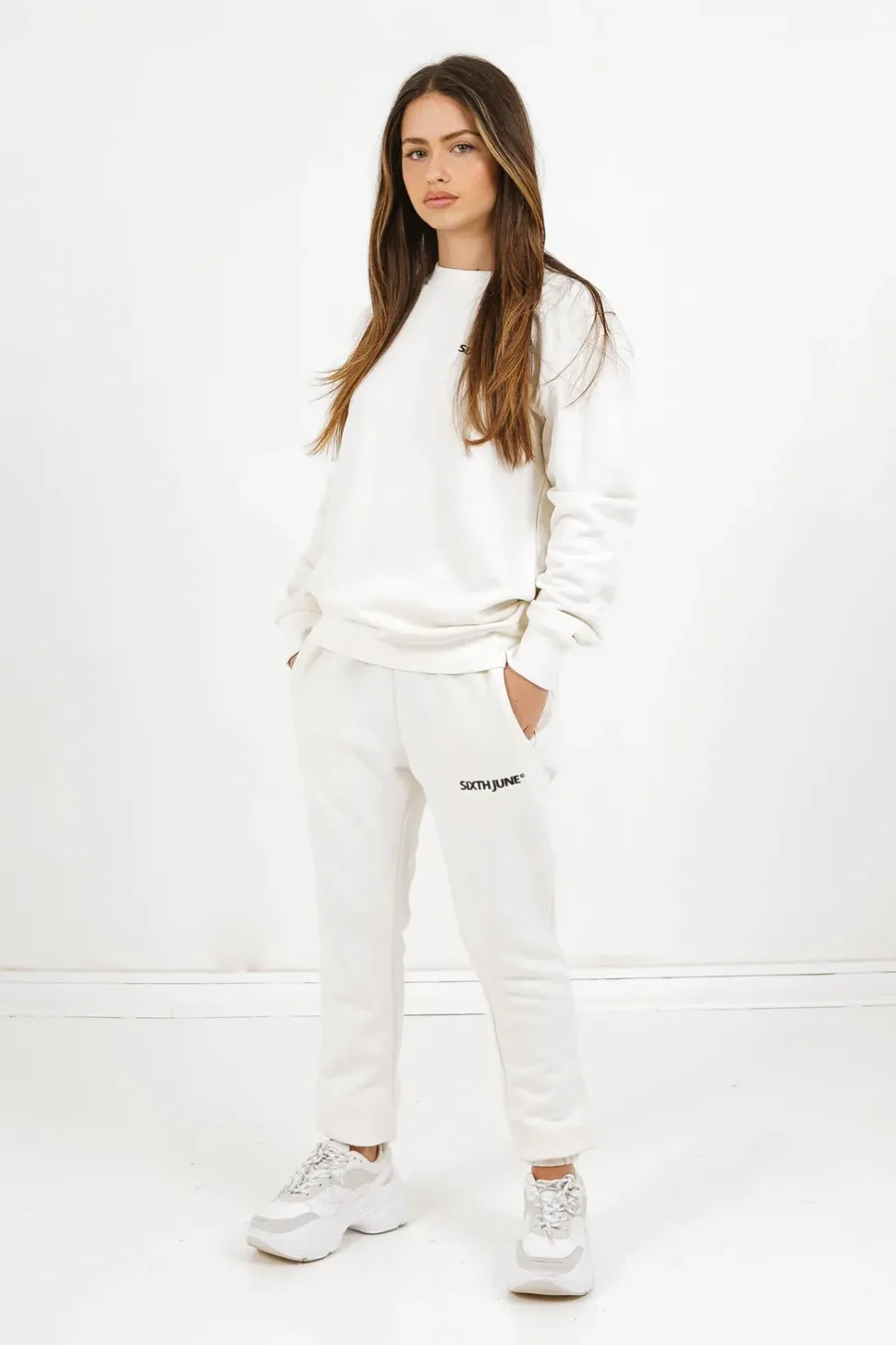 Sweatshirt Soft Logo Brode Blanc
