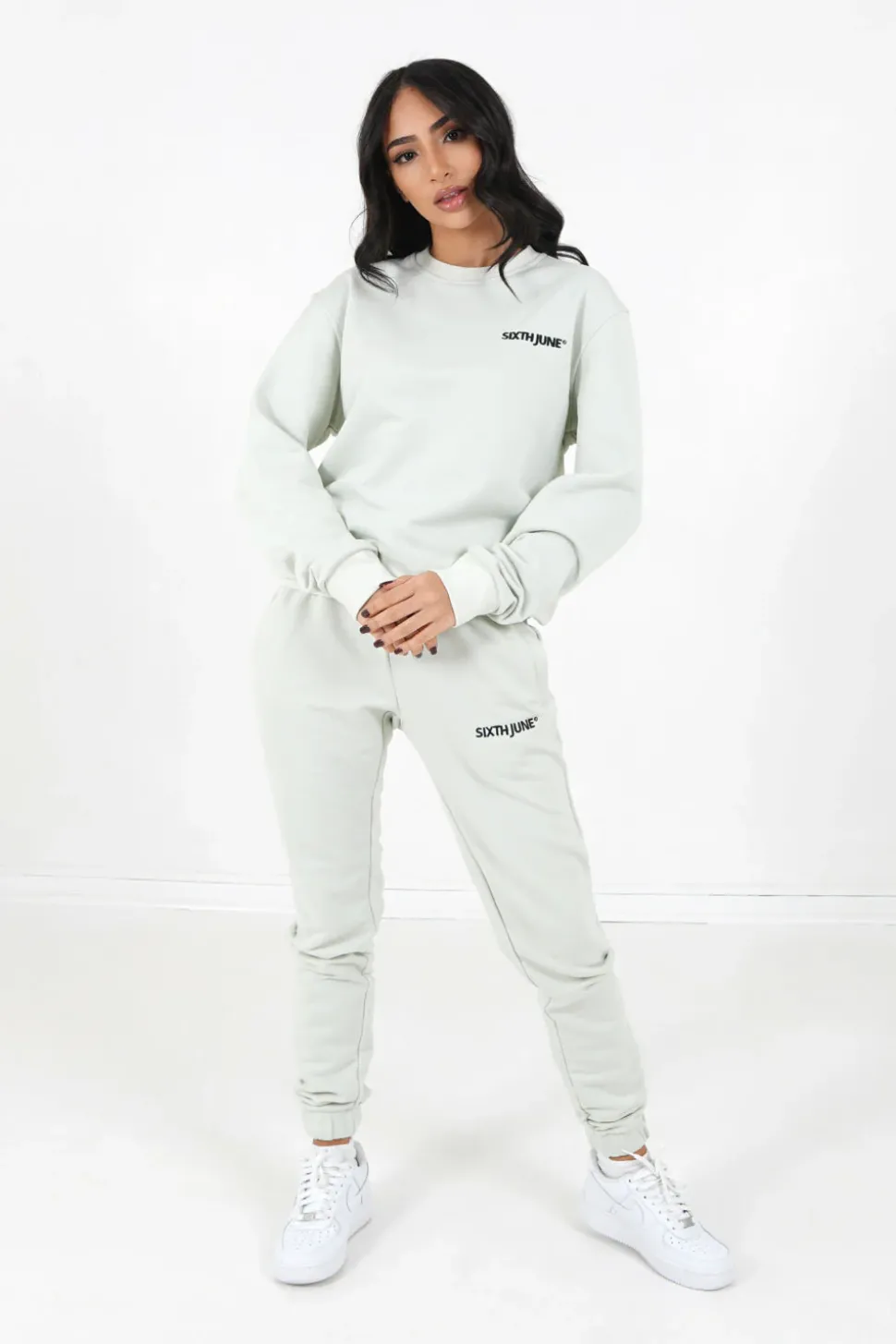 Sweatshirt Soft Logo Brode Vert Clair