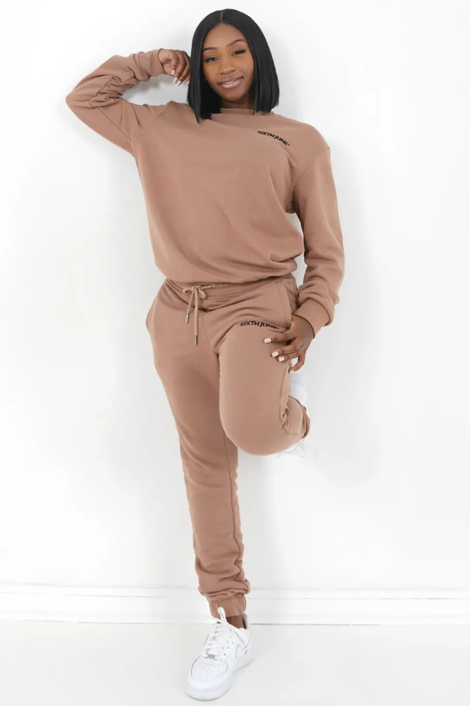 Sweatshirt Soft Logo Brode Marron Clair