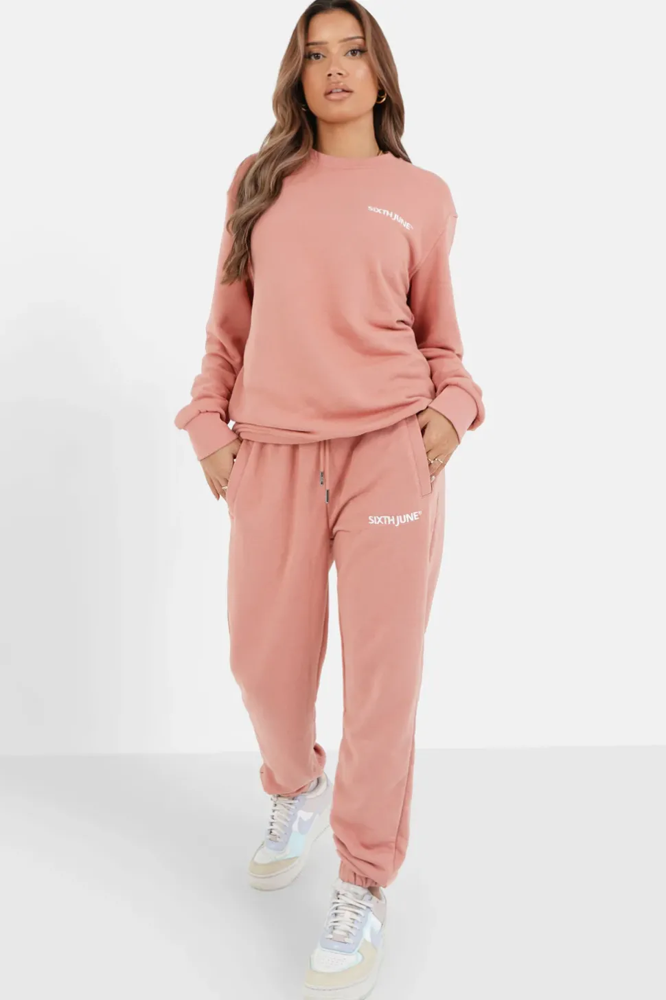 Sweatshirt Soft Logo Brode Rose Clair