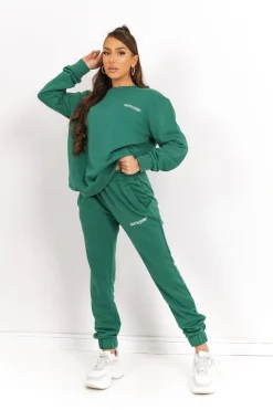 Sweatshirt Soft Logo Brode Vert Fonce