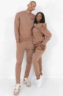 Sweatshirt Soft Logo Brode Marron Clair