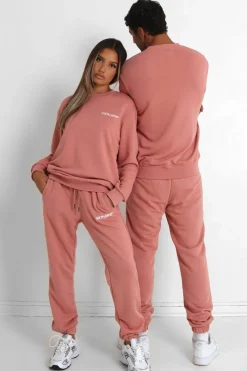Sweatshirt Soft Logo Brode Rose Clair
