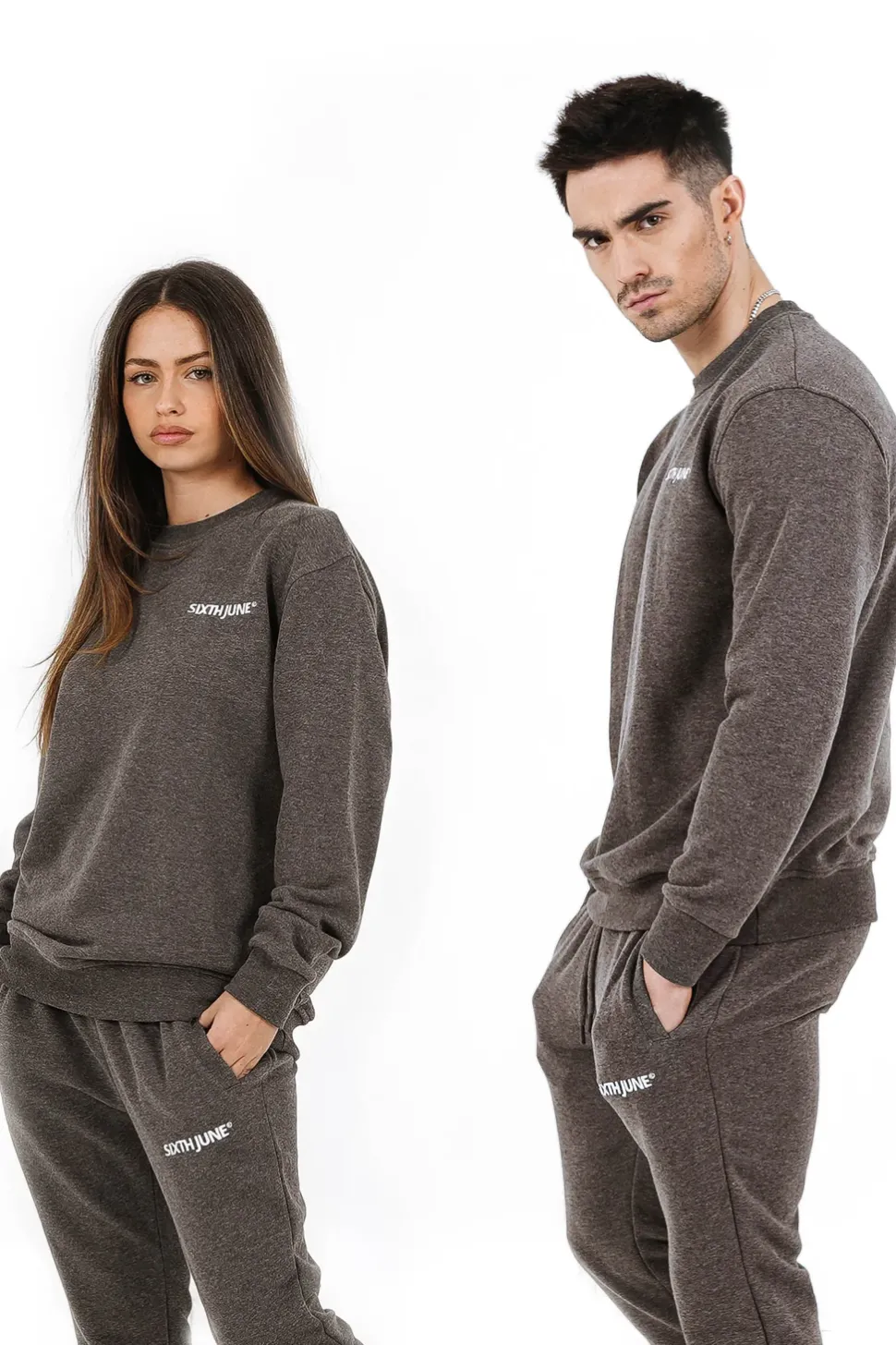 Sweatshirt Soft Logo Brode Gris Fonce