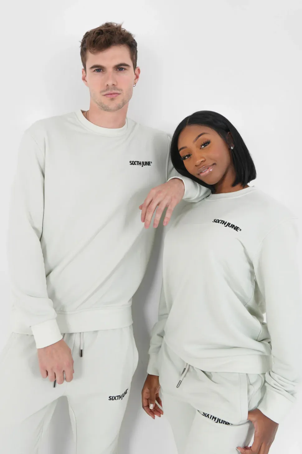 Sweatshirt Soft Logo Brode Vert Clair