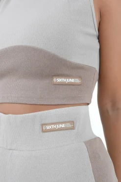 Top Bicolor Cotele Beige Clair