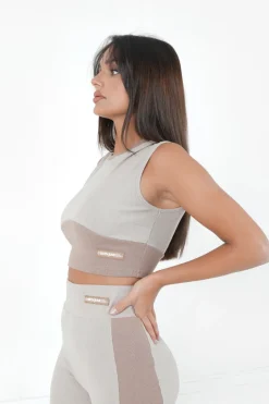 Top Bicolor Cotele Beige Clair