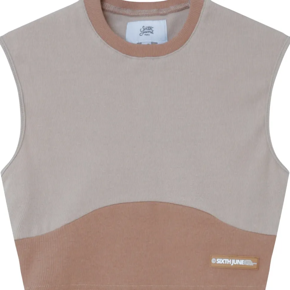 Top Bicolor Cotele Beige Clair
