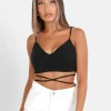 Top Bretelles Cordons Cotele Noir