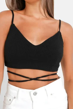 Top Bretelles Cordons Cotele Noir