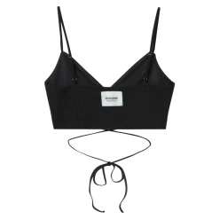 Top Bretelles Cordons Cotele Noir
