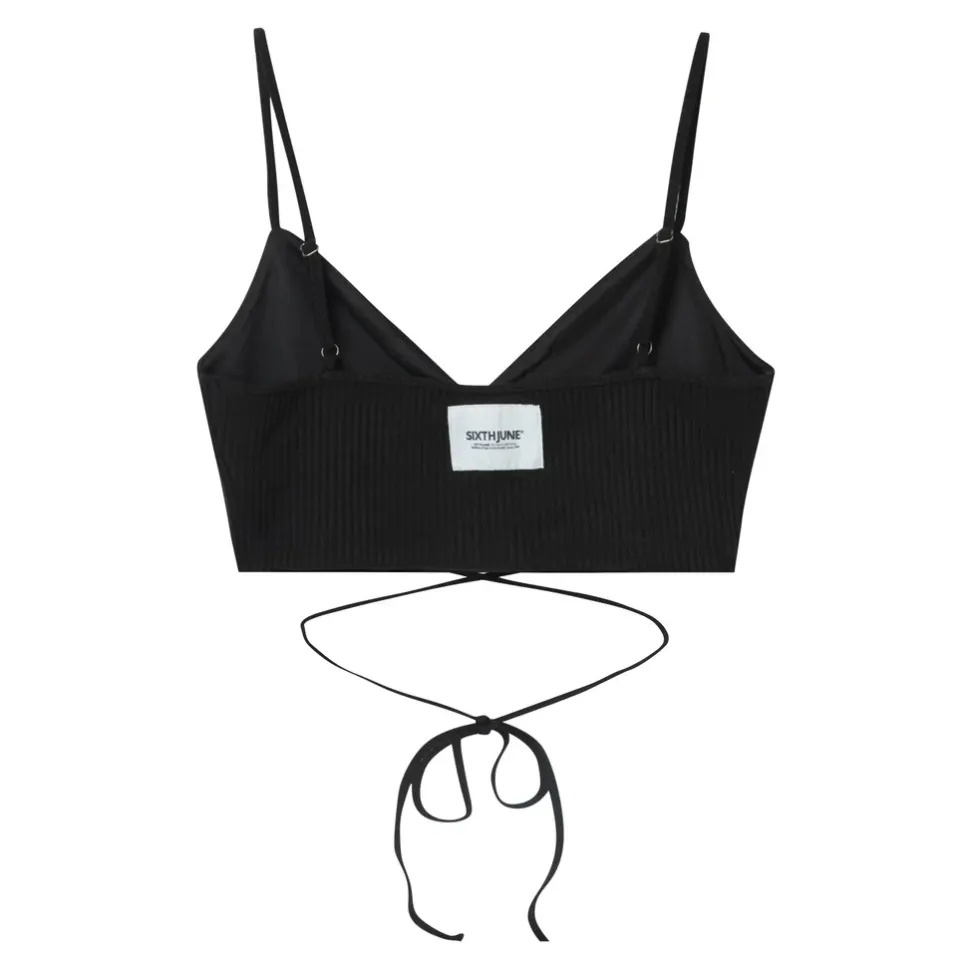 Top Bretelles Cordons Cotele Noir