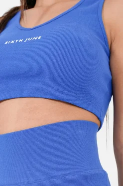 Top Col V Court Cotele Bleu Fonce