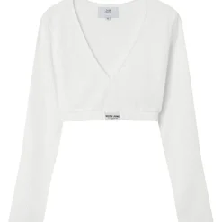 Top Cotele Manches Longues Blanc Casse