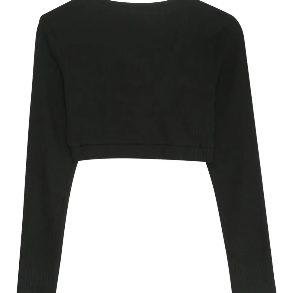 Top Cotele Manches Longues Noir