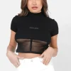 Top Court Corset Transparent Noir