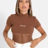 Top Court Corset Transparent Marron Clair