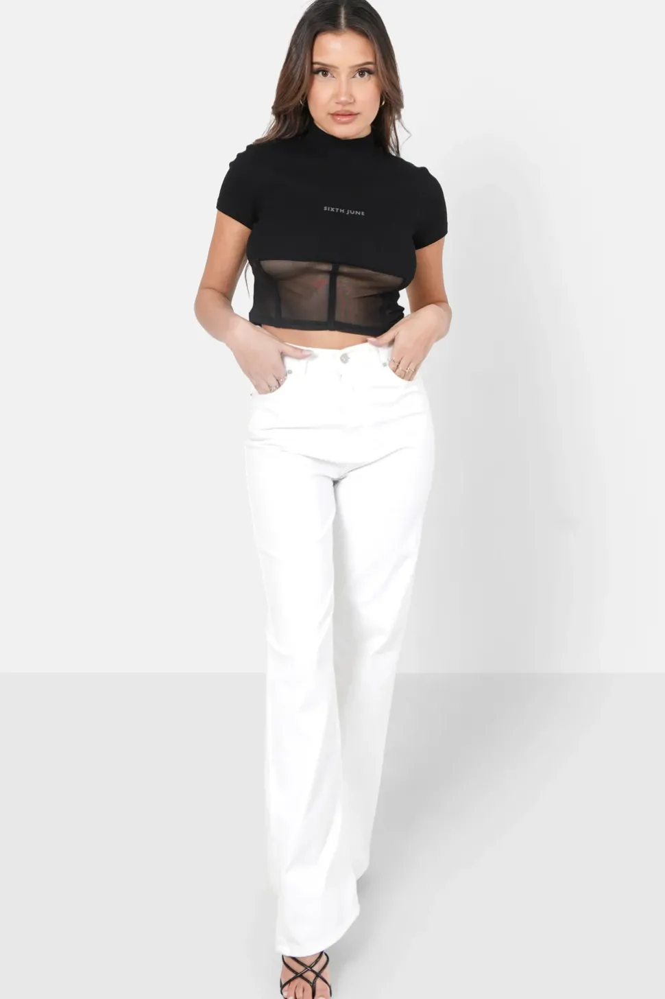 Top Court Corset Transparent Noir