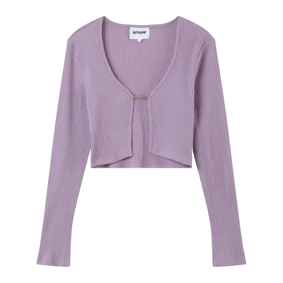 Top Court Ouverture Bijou Devant Violet Clair