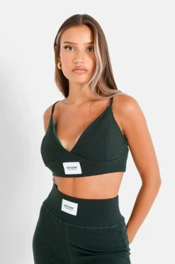 Top Court Satine Cotele Vert Fonce