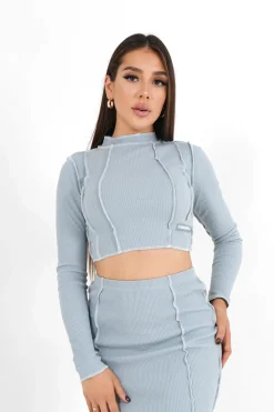 Top Couture Surfilee Bleu Clair