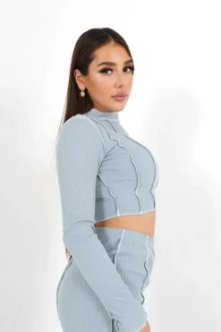 Top Couture Surfilee Bleu Clair