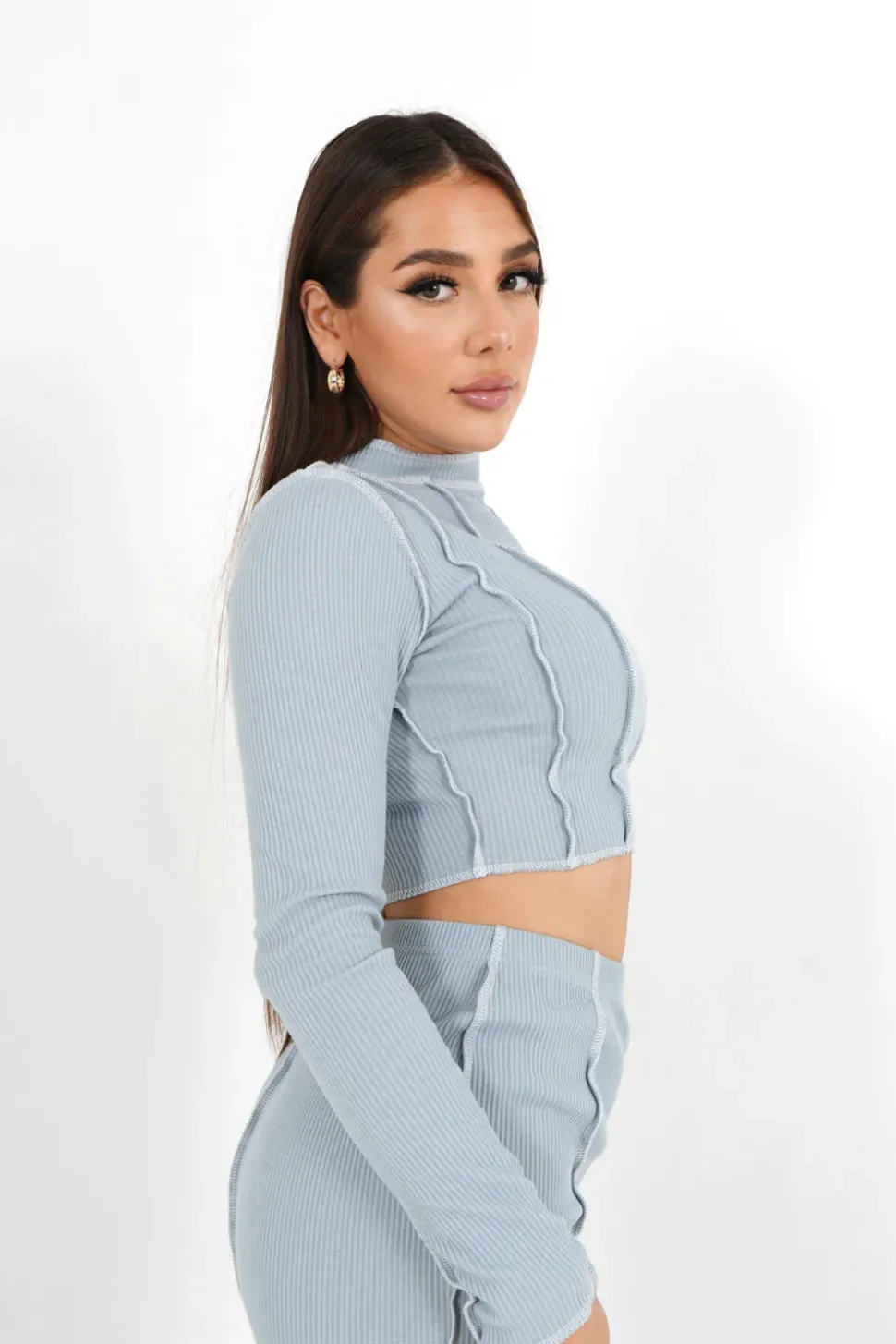 Top Couture Surfilee Bleu Clair