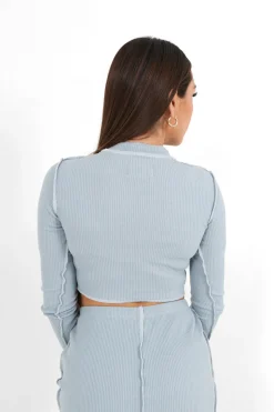 Top Couture Surfilee Bleu Clair