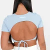 Top Manches Courtes Dos Nu Bleu Clair
