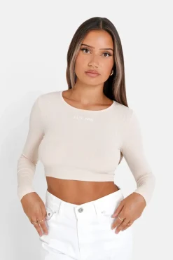 Top Manches Longues Dos Nu Beige Clair