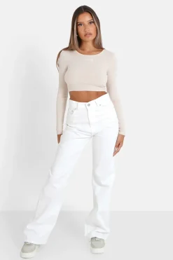 Top Manches Longues Dos Nu Beige Clair