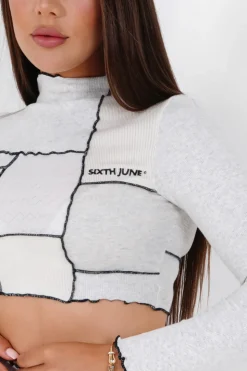 Top Manches Longues Multi Tissus Blanc