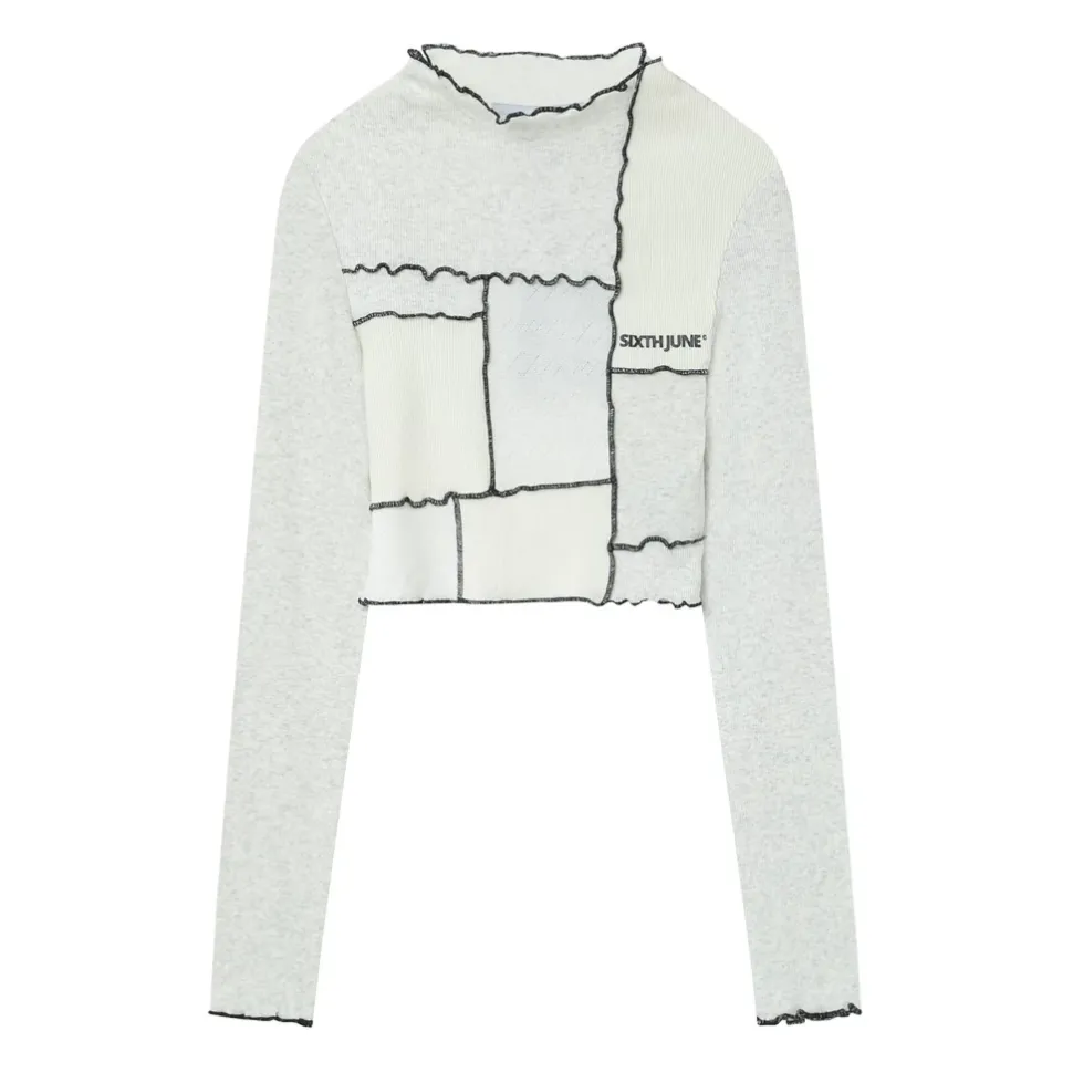 Top Manches Longues Multi Tissus Blanc