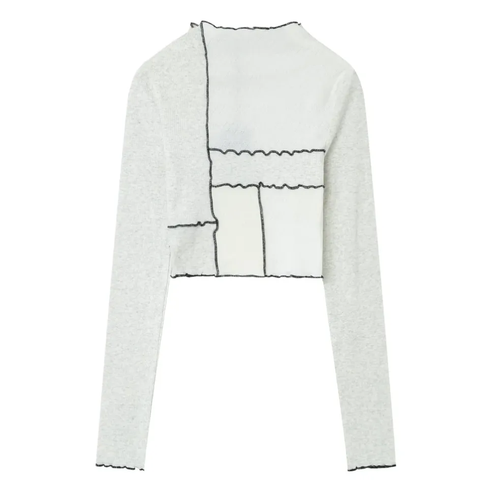 Top Manches Longues Multi Tissus Blanc