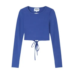 Top Manches Longues Ouverture Dos Bleu Fonce