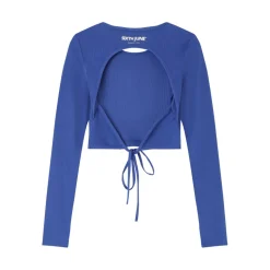 Top Manches Longues Ouverture Dos Bleu Fonce