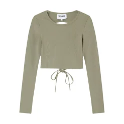 Top Manches Longues Ouverture Dos Vert Kaki