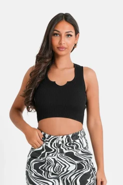 Top Sans Manches Cotele Noir