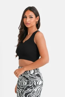 Top Sans Manches Cotele Noir