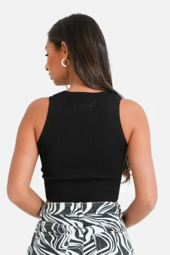 Top Sans Manches Cotele Noir