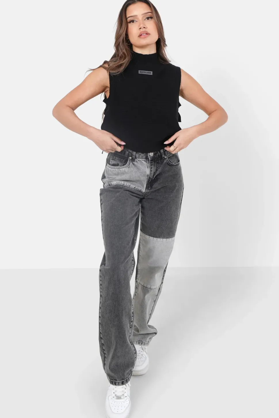 Top Sans Manches Maille Ouverture Noir