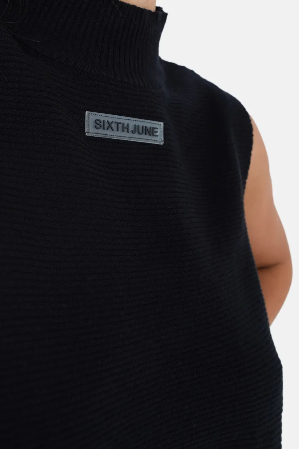 Top Sans Manches Maille Ouverture Noir