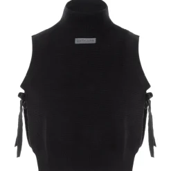 Top Sans Manches Maille Ouverture Noir