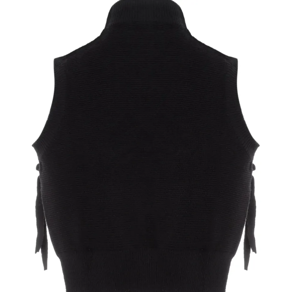 Top Sans Manches Maille Ouverture Noir
