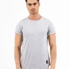 T-Shirt Bas Arrondi Gris Clair