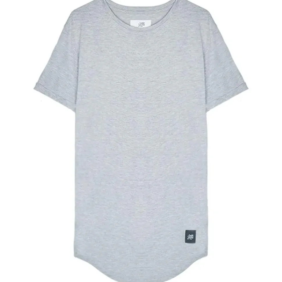 T-Shirt Bas Arrondi Gris Clair