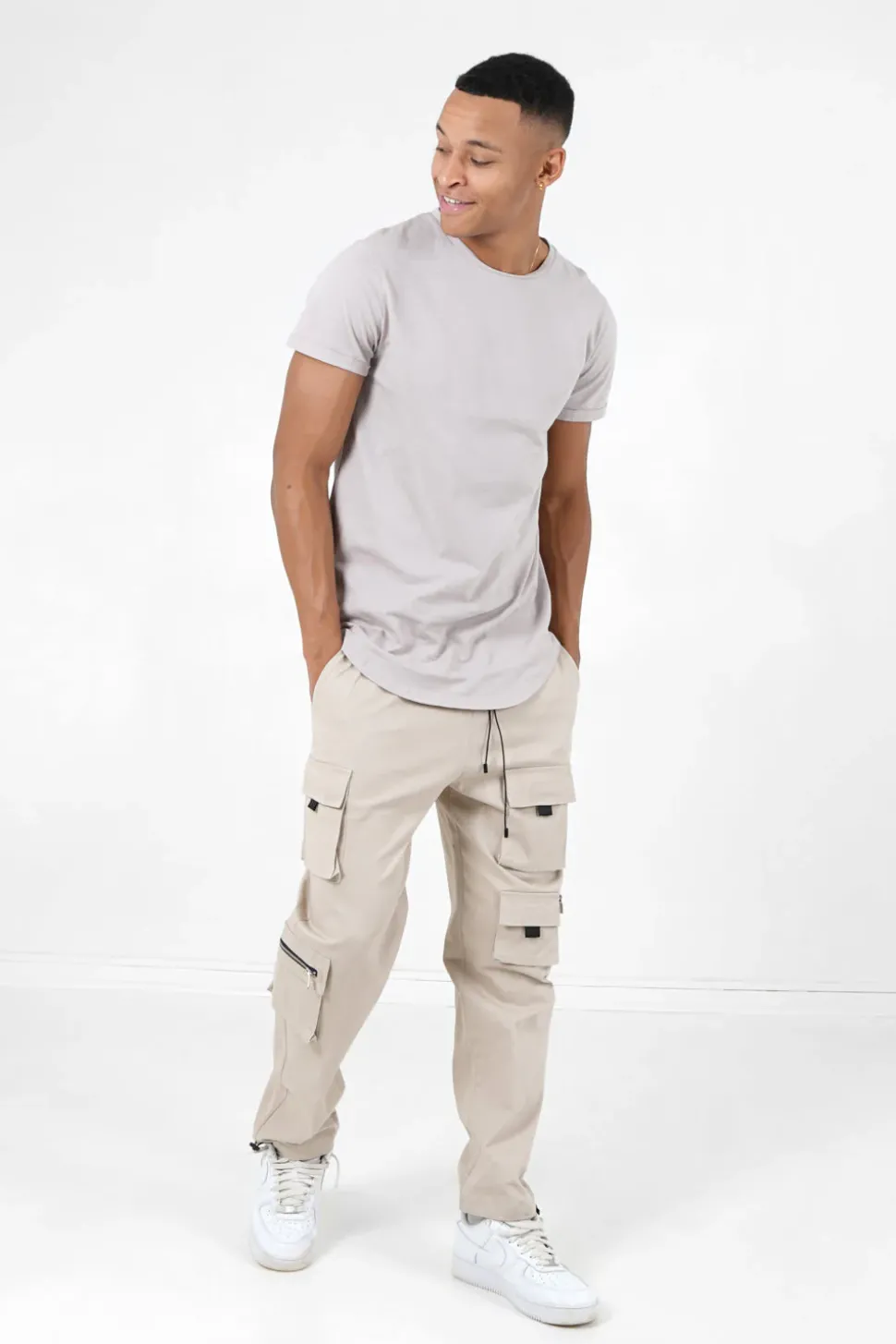 T-Shirt Bas Arrondi Long Beige