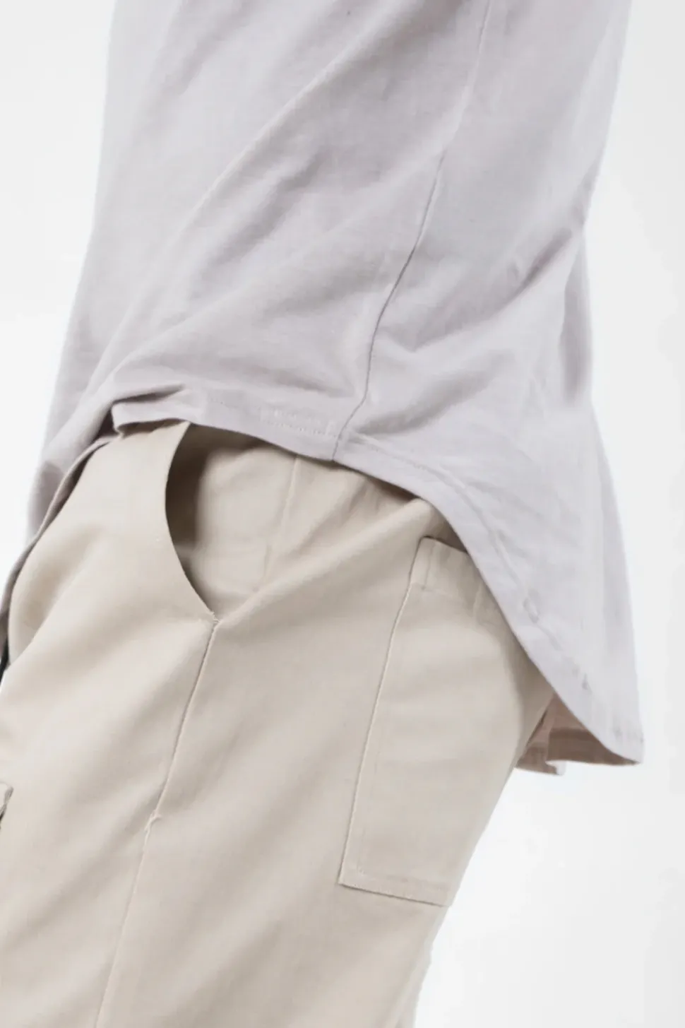 T-Shirt Bas Arrondi Long Beige