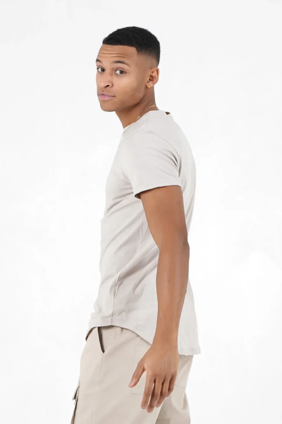 T-Shirt Bas Arrondi Long Beige