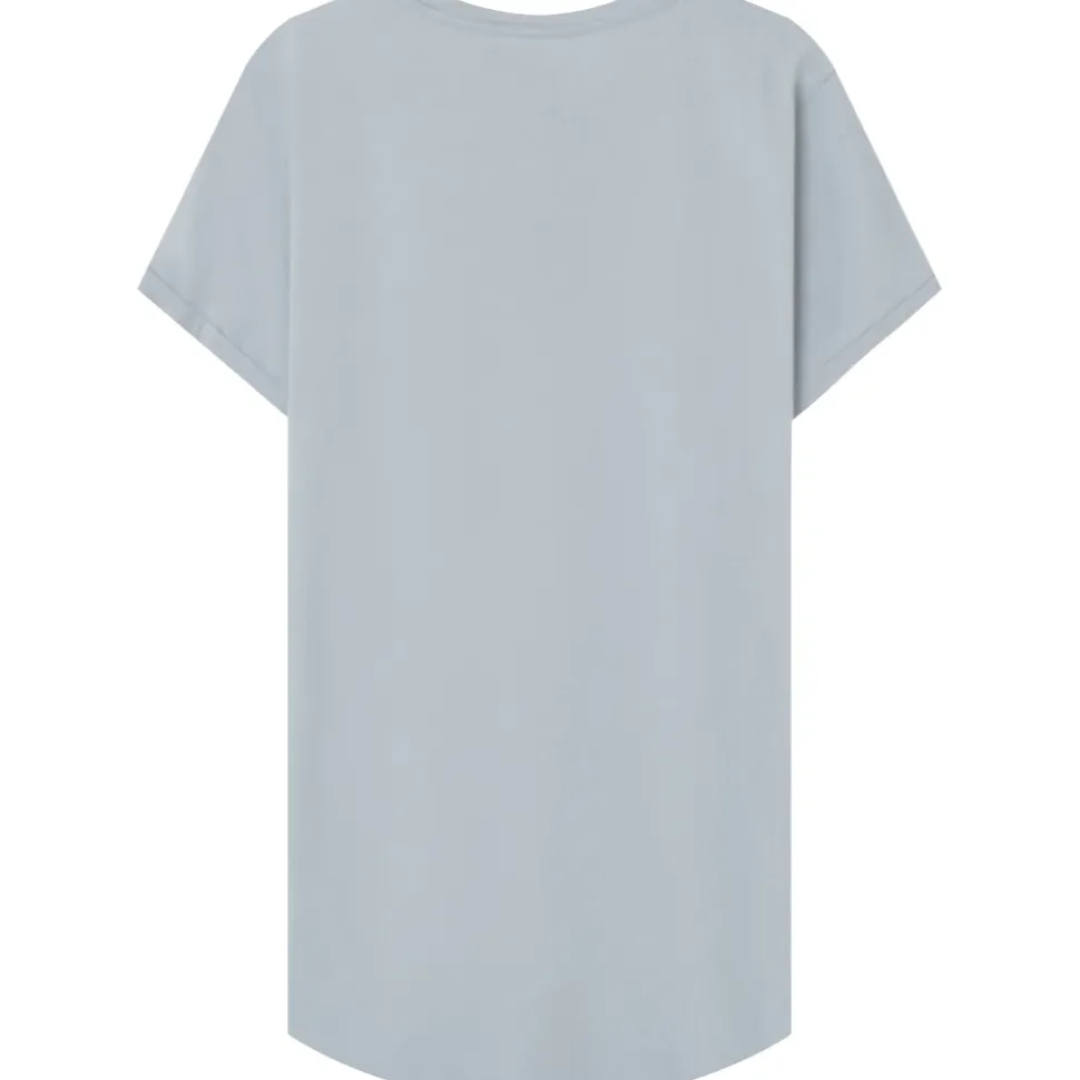 T-Shirt Bas Arrondi Long Bleu Clair